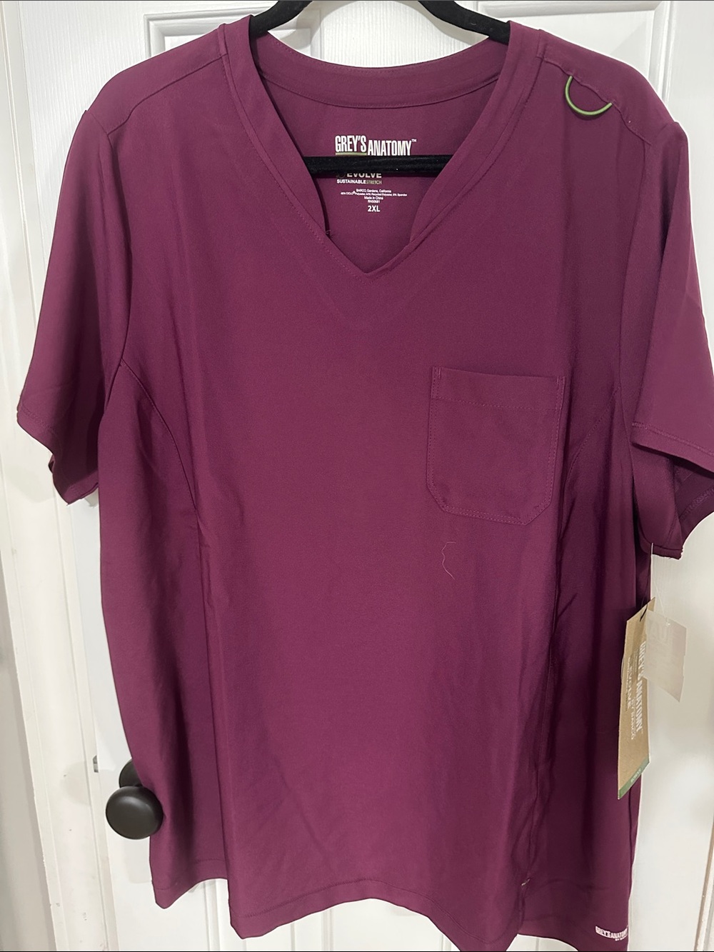 Grey's Anatomy Men's V-Neck Scrub Top - Berry Plum